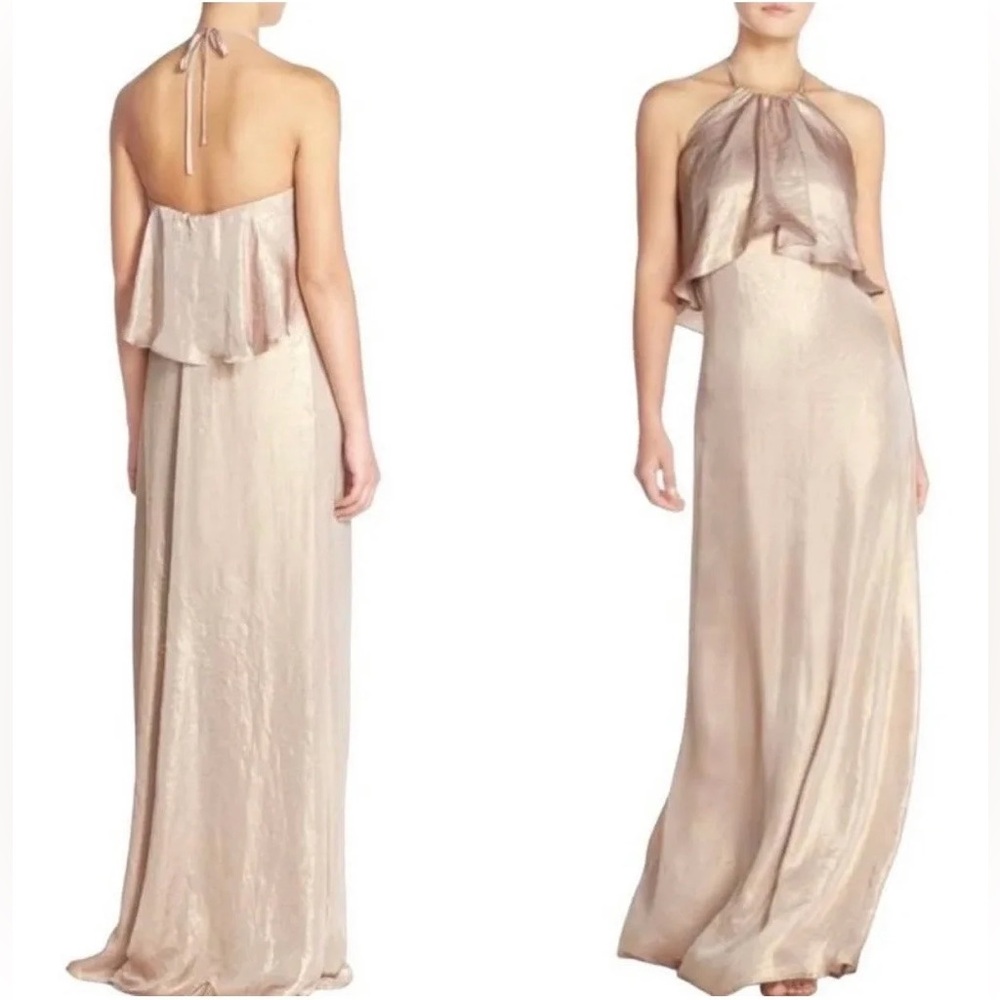 Nouvelle Amsale - Lilith - Liquid Metal Chiffon; Rose Gold, Size S